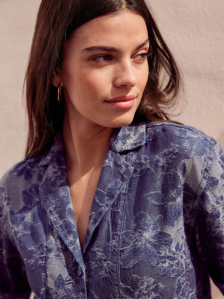 Jacquard Bleu Floral - Chemise en jean léger - Image 3 of 6