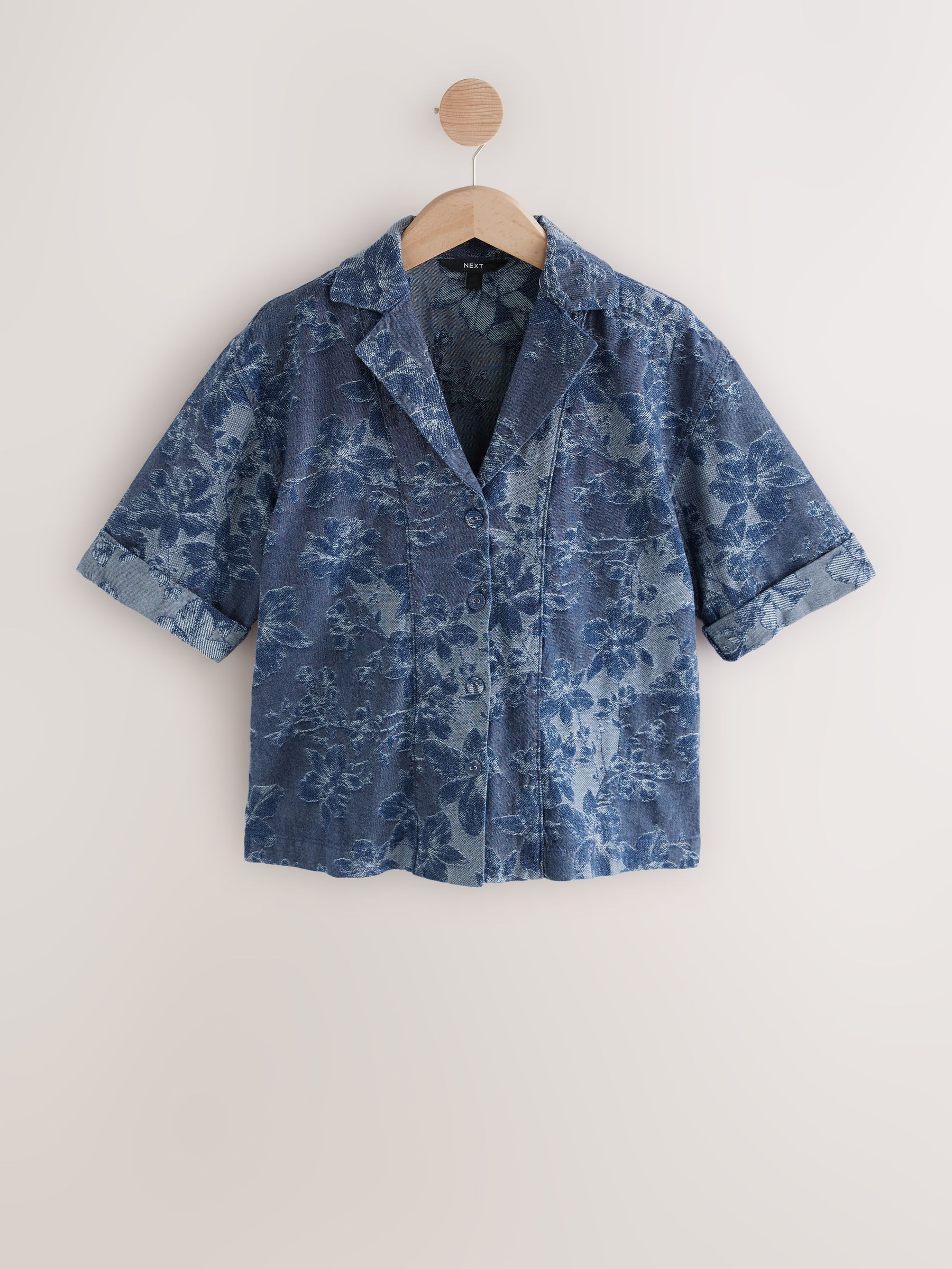 Buy Blue Floral Jacquard Lightweight Denim Shirt from Next USA
