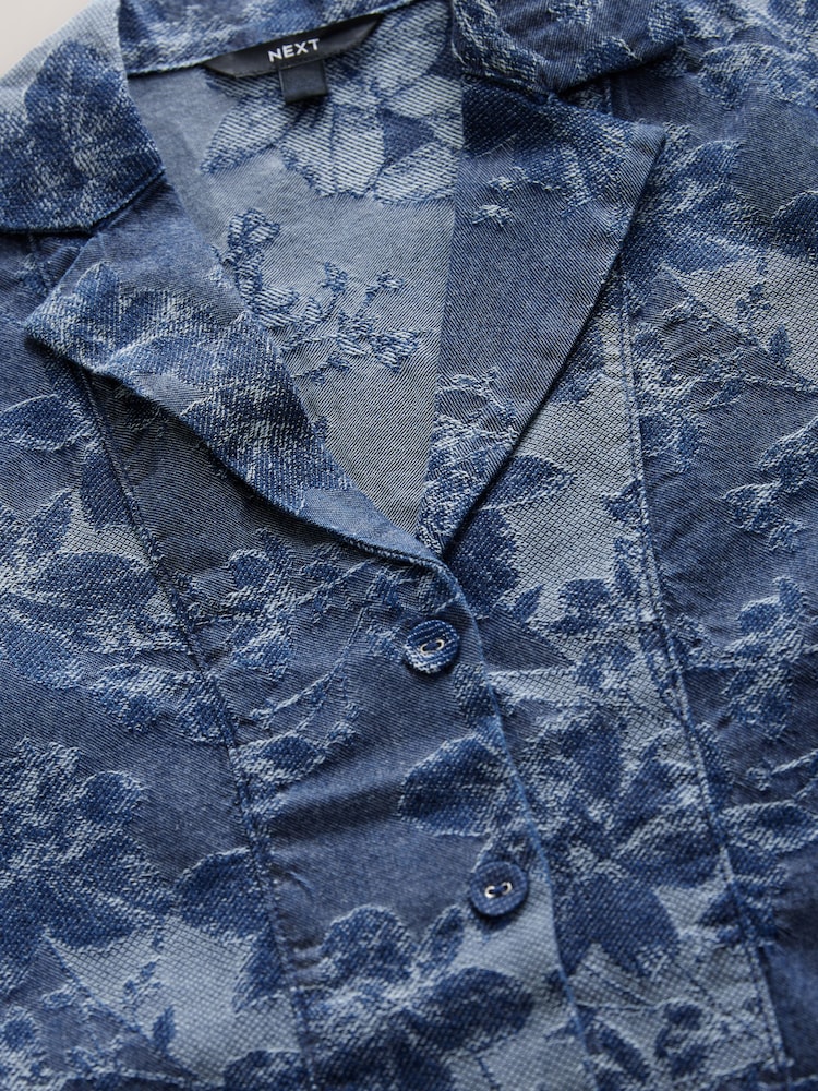 Jacquard Bleu Floral - Chemise en jean léger - Image 5 of 6