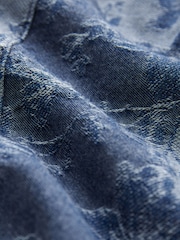 Blue Floral Jacquard Lightweight Denim Shirt - Image 6 of 6