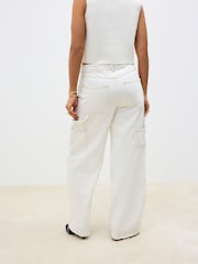 Ecru Carpenter Wide Leg 100% Cotton Jeans - Image 2 of 10