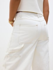 Ecru Carpenter Wide Leg 100% Cotton Jeans - Image 4 of 10