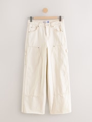 Ecru Carpenter Wide Leg 100% Cotton Jeans - Image 5 of 10