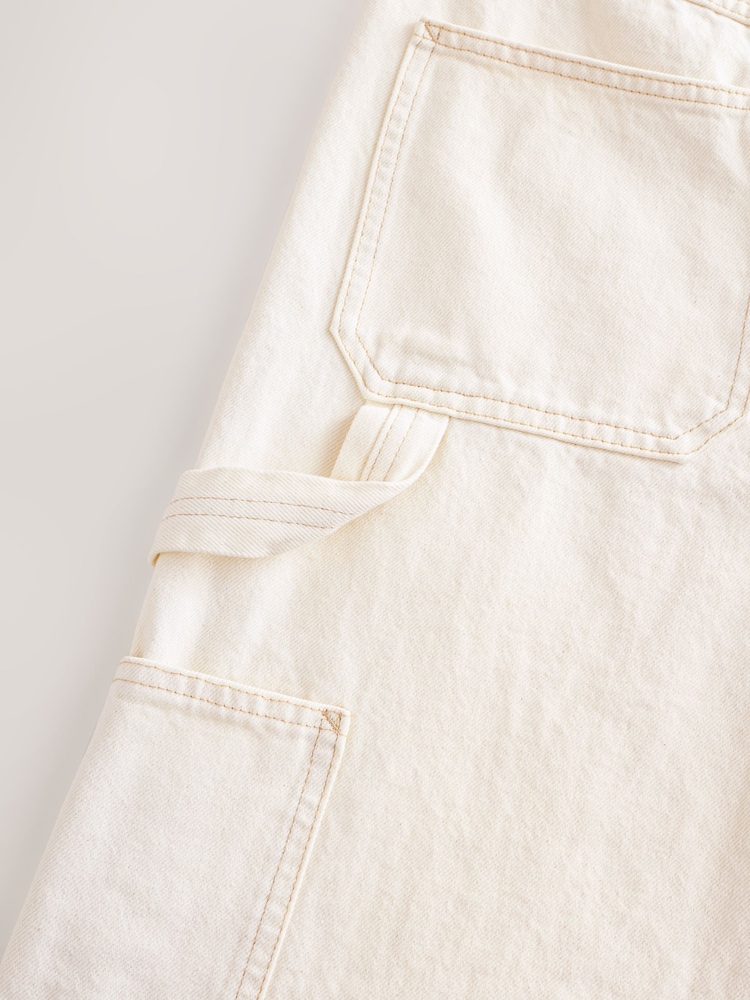 Ecru Carpenter Wide Leg 100% Cotton Jeans - Image 9 of 10