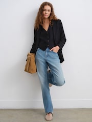 Dark Blue 100% Cotton Straight Leg Jeans - Image 1 of 8