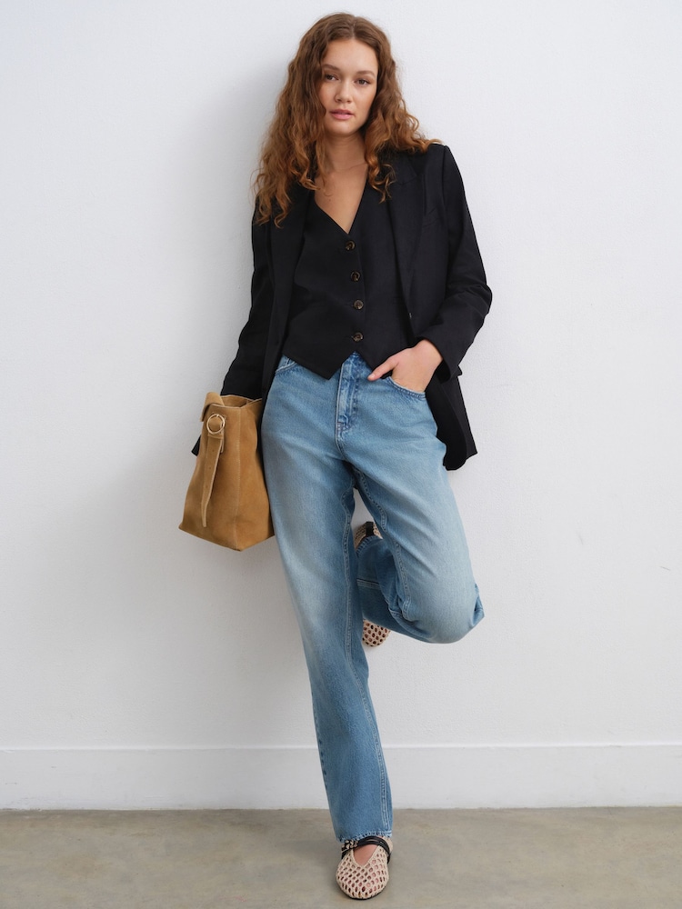 Dark Blue 100% Cotton Straight Leg Jeans - Image 1 of 8