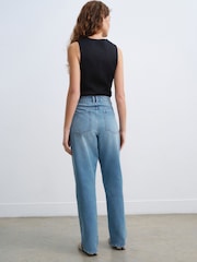 Dark Blue 100% Cotton Straight Leg Jeans - Image 3 of 8