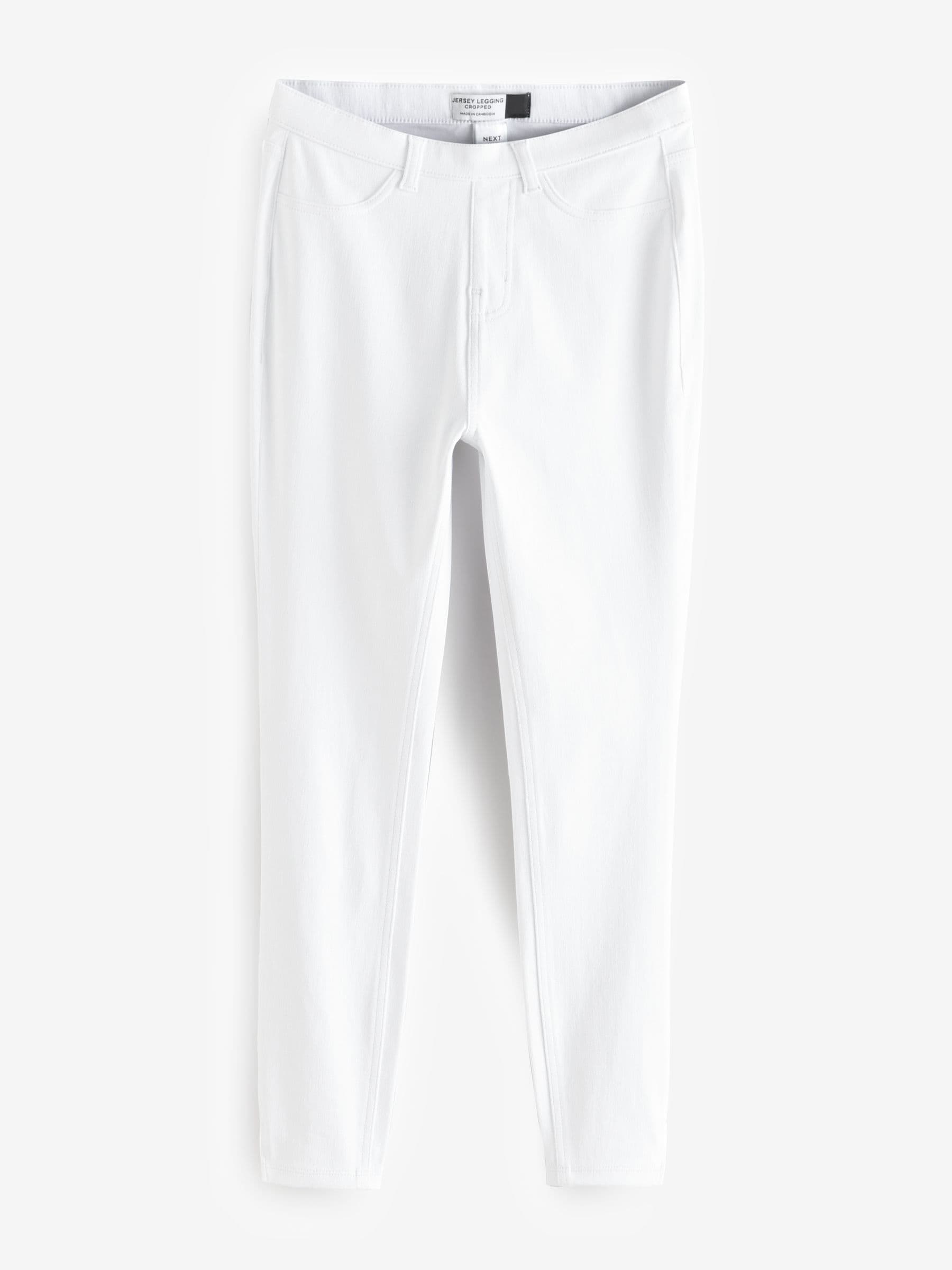 Buy White Cropped Denim Jersey Leggings from Next India