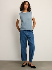 Blue Gingham Straight Leg 100% Cotton Jeans - Image 2 of 9