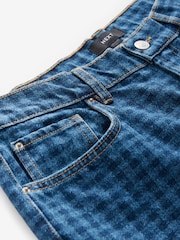 Blue Gingham Straight Leg 100% Cotton Jeans - Image 8 of 9