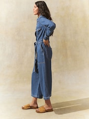 Mid Blue Western Denim 100% Cotton Jumpsuit - Image 3 of 9