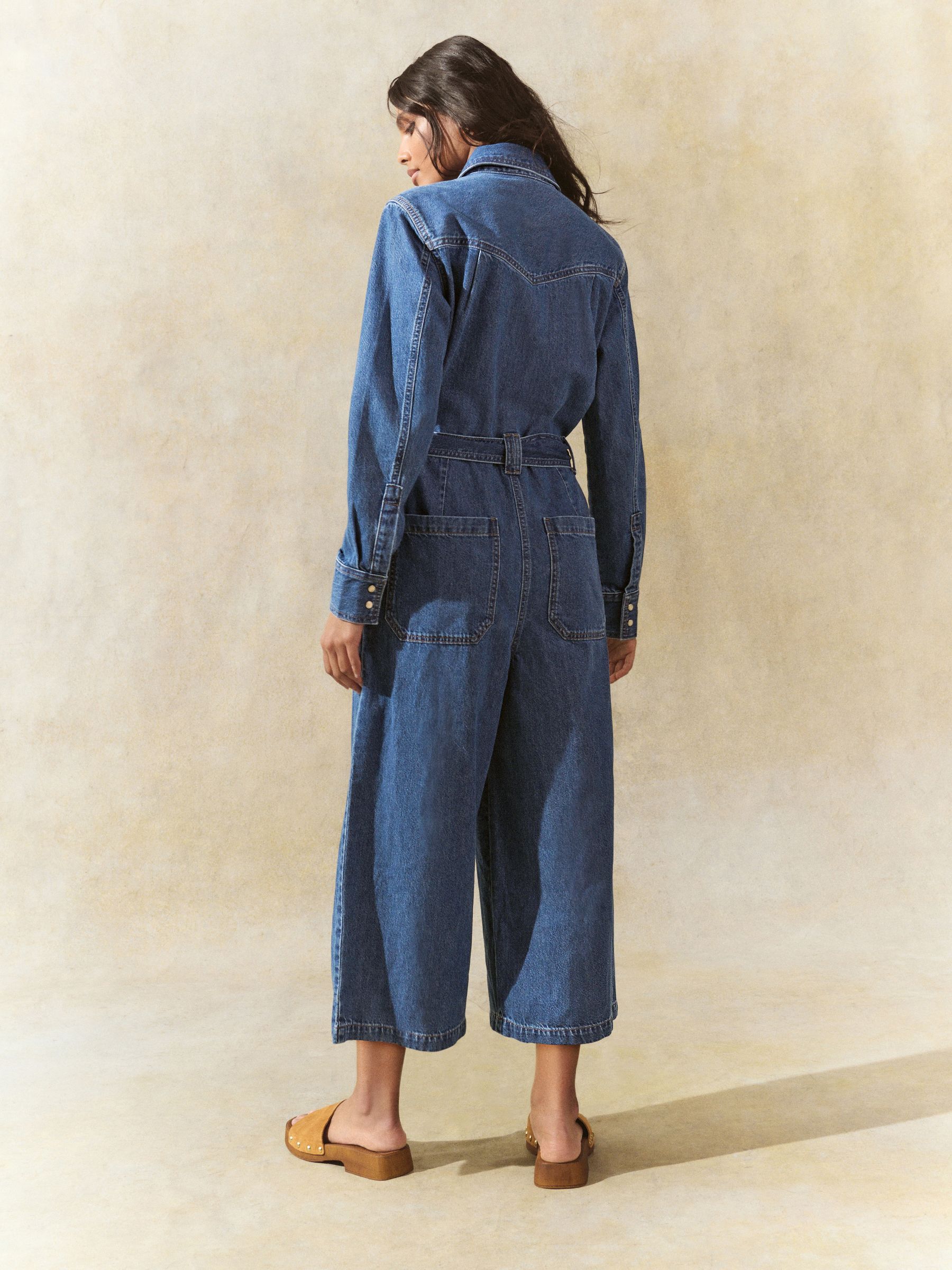 Buy Mid Blue Western Denim 100% Cotton Jumpsuit from Next USA