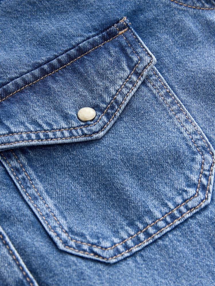 Mid Blue Western Denim 100% Cotton Jumpsuit - Image 9 of 9