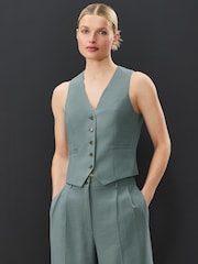 Grey Button Through V-Neck Waistcoat - Image 1 of 7