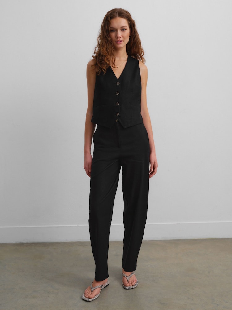 Black Button Through Waistcoat With Linen - Image 2 of 9