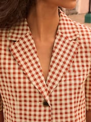 Red/Ecru Gingham Check Short Sleeve Top - Image 4 of 8