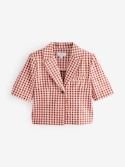 Red/Ecru Gingham Check Short Sleeve Top - Image 5 of 8