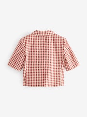 Red/Ecru Gingham Check Short Sleeve Top - Image 6 of 8