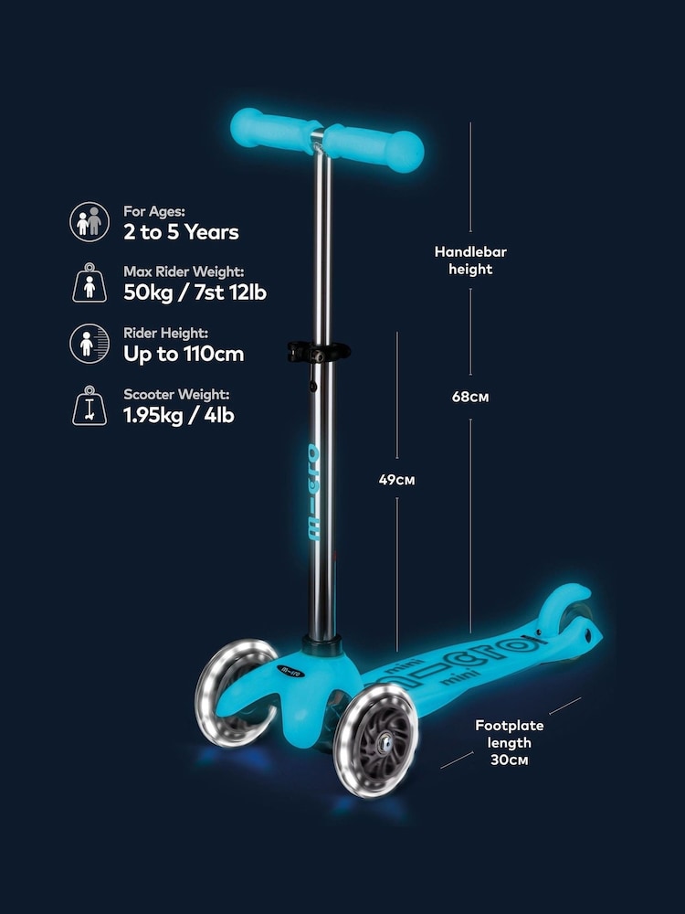 Micro Scooters Aqua Mini Deluxe Glow LED Scooter - Image 2 of 5