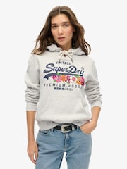 Superdry Grey Vintage Logo Premium Floral Hoodie - Image 1 of 6