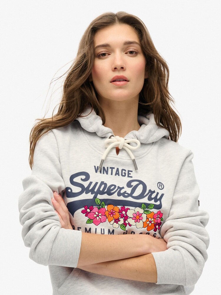 Superdry Grey Vintage Logo Premium Floral Hoodie - Image 5 of 6