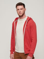 Superdry Bright Red Essential Logo Zip 100% Cotton Hoodie - Image 1 of 3