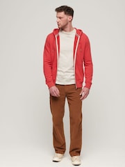 Superdry Bright Red Essential Logo Zip 100% Cotton Hoodie - Image 2 of 3