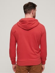 Superdry Bright Red Essential Logo Zip 100% Cotton Hoodie - Image 3 of 3