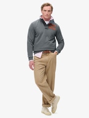 Superdry Grey Vintage Athletic Henley 100% Cotton Sweatshirt - Image 2 of 3