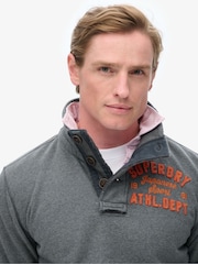 Superdry Grey Vintage Athletic Henley 100% Cotton Sweatshirt - Image 3 of 3