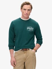 Superdry Green Classic Vintage Logo Heritage Chest 100% Cotton Sweatshirt - Image 1 of 3