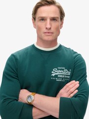 Superdry Green Classic Vintage Logo Heritage Chest 100% Cotton Sweatshirt - Image 3 of 3