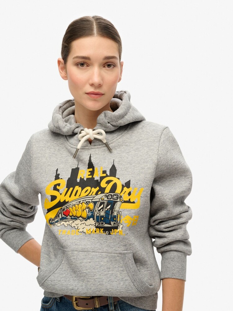 Superdry Grey New York Vintage Logo Graphic Hoodie - Image 2 of 2