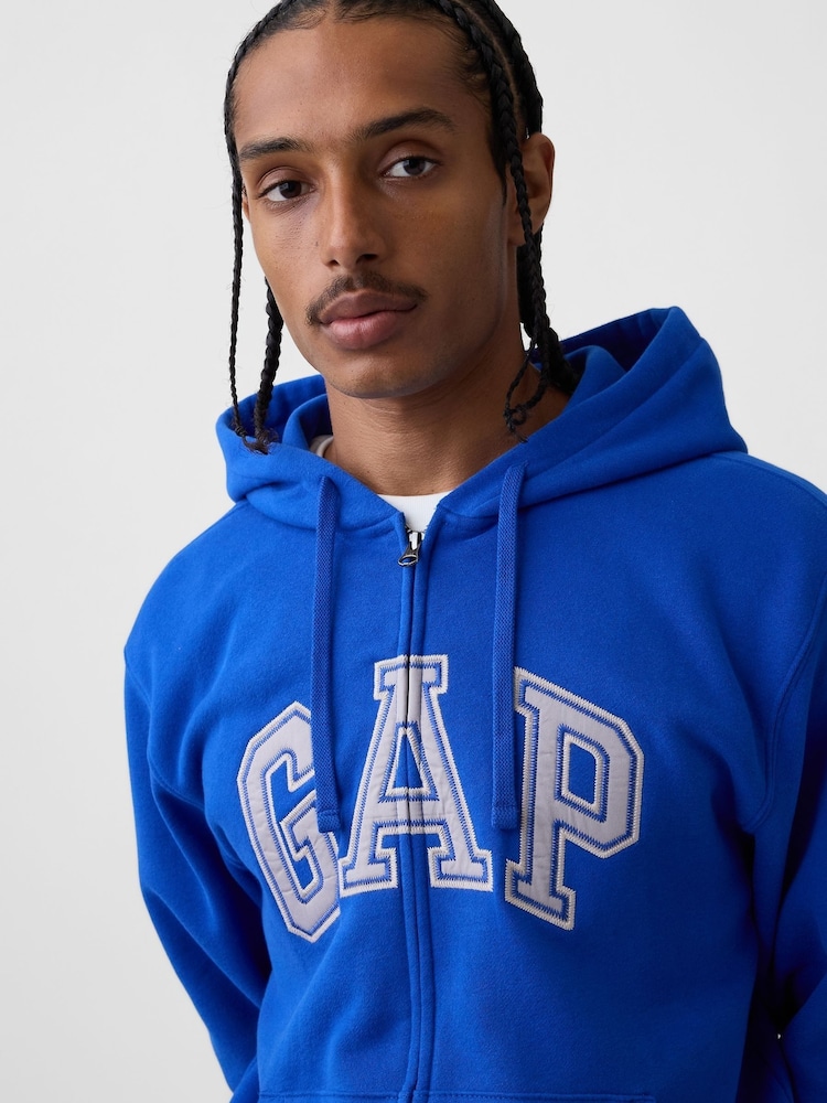 Gap Blue VintageSoft Arch Logo Zip Hoodie - Image 4 of 4