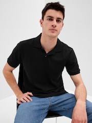 Melns - Gap Stretch Pique Polo Shirt - Attēls 1 no 1