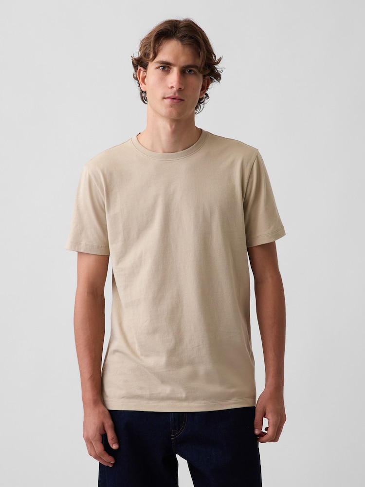 Gap Beige Classic Short Sleeve T-Shirt - Image 1 of 4 Gap Beige Classic Short Sleeve T-Shirt - Image 1 of 4