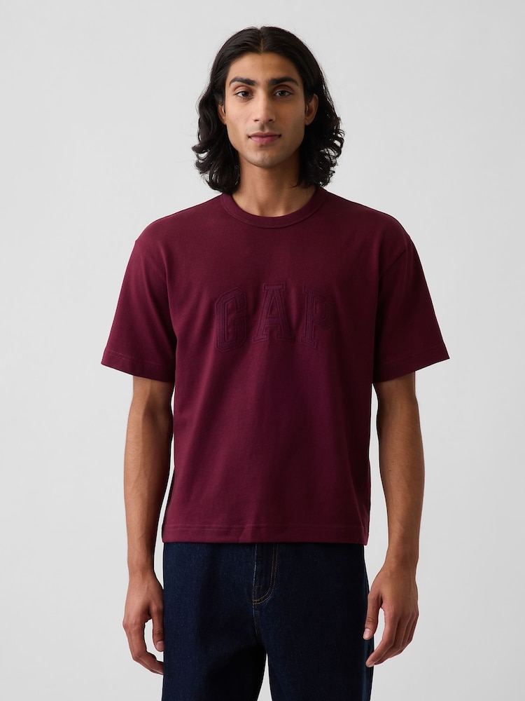 Bordeauxrood - Gap Heavyweight Relaxed Gap Logo Crop T-shirt - Afbeelding 1 van 4