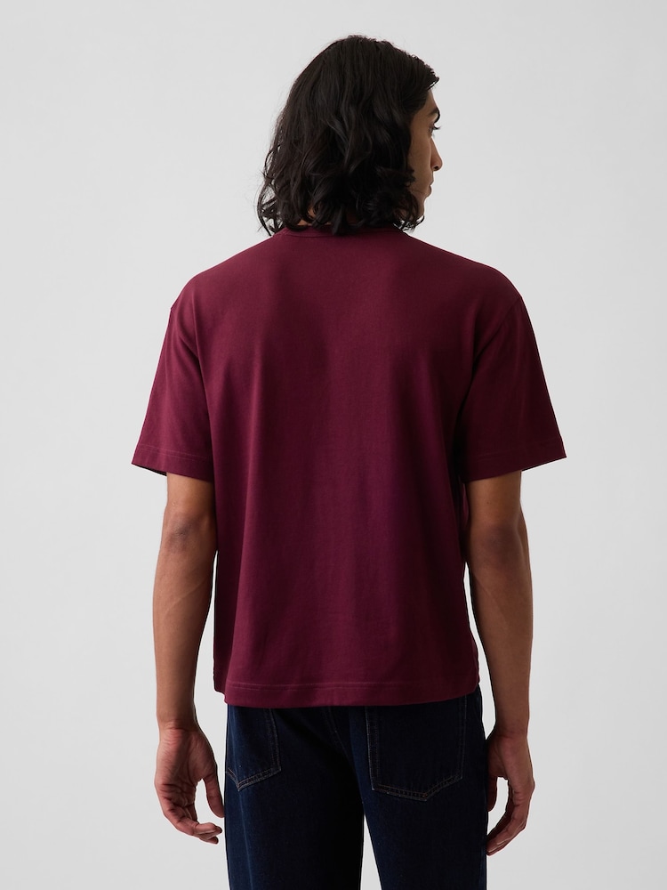 Bordeauxrood - Gap Heavyweight Relaxed Gap Logo Crop T-shirt - Afbeelding 2 van 4