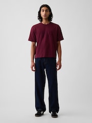 Bordeauxrood - Gap Heavyweight Relaxed Gap Logo Crop T-shirt - Afbeelding 3 van 4