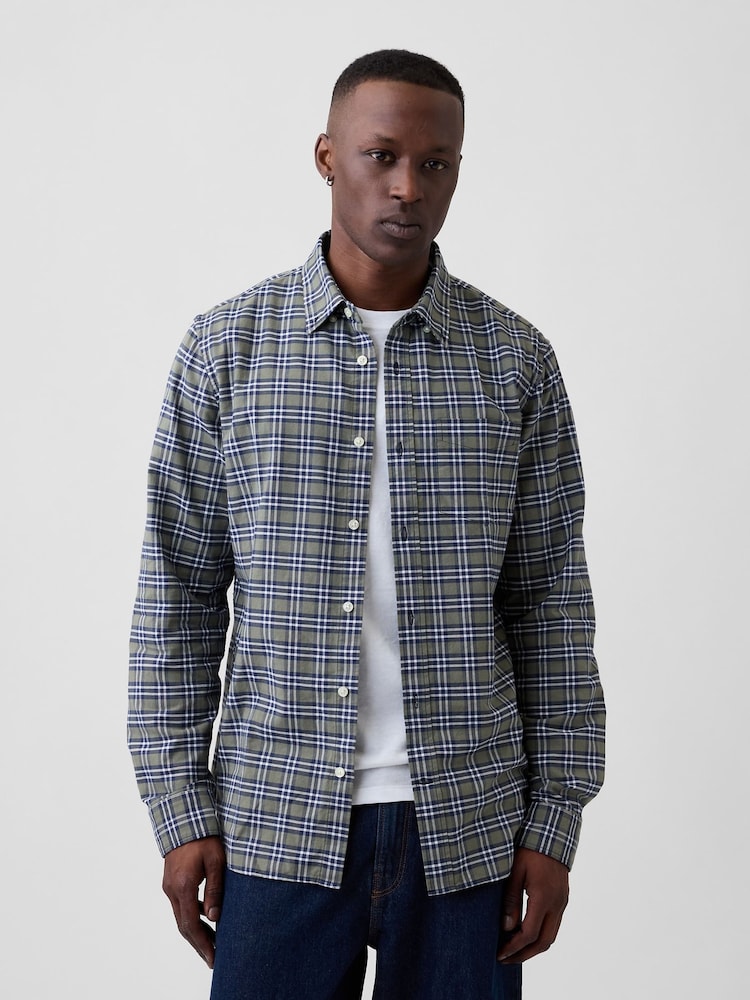 Gap Green/Blue Check Oxford Shirt in Standard Fit - Image 1 of 5