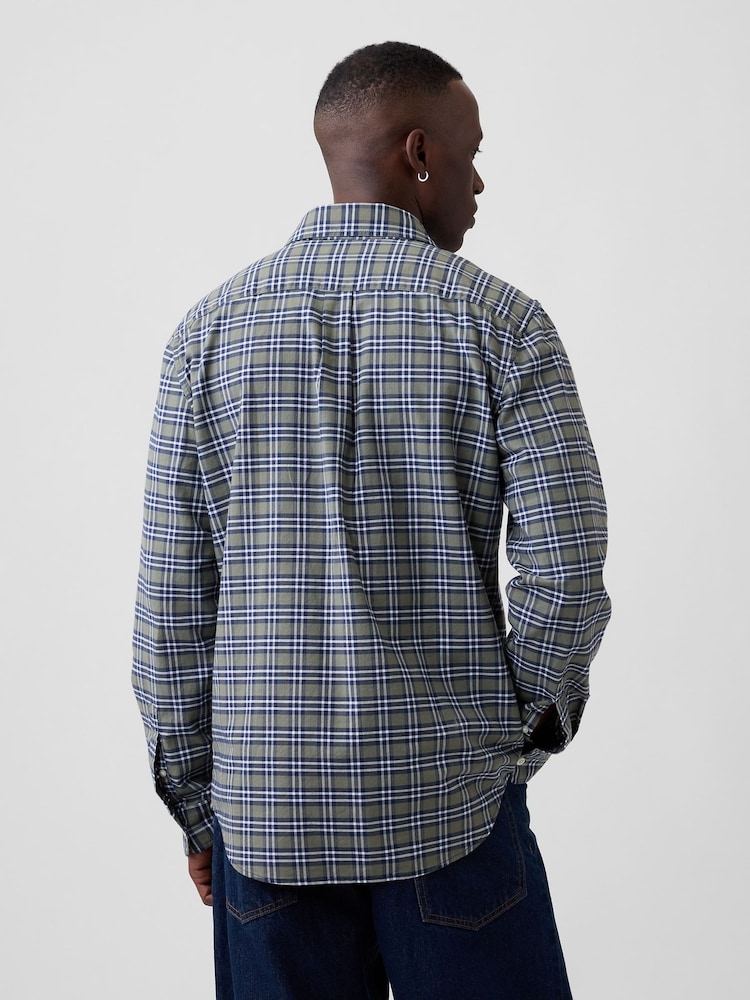 Gap Green/Blue Check Oxford Shirt in Standard Fit - Image 2 of 5