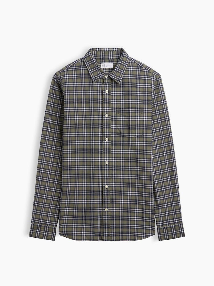 Gap Green/Blue Check Oxford Shirt in Standard Fit - Image 5 of 5