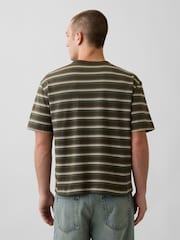 Gap Green Stripe Heavyweight Boxy Short Sleeve T-Shirt - Image 2 of 4