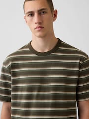 Gap Green Stripe Heavyweight Boxy Short Sleeve T-Shirt - Image 4 of 4