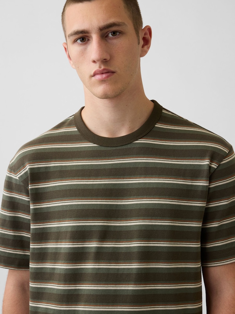 Gap Green Stripe Heavyweight Boxy Short Sleeve T-Shirt - Image 4 of 4 Gap Green Stripe Heavyweight Boxy Short Sleeve T-Shirt - Image 4 of 4