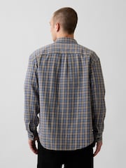 Gap Blue Sunwashed Twill Relaxed Check Shirt - Image 2 of 4
