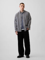 Gap Blue Sunwashed Twill Relaxed Check Shirt - Image 3 of 4