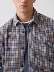 Gap Blue Sunwashed Twill Relaxed Check Shirt - Image 4 of 4