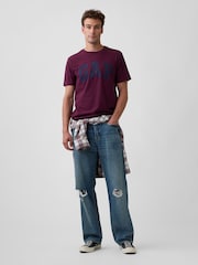 Μπορντό - Gap Everyday Soft Logo Κοντομάνικο μπλουζάκι - Εικόνα 3 από 5