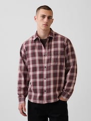 Gap Red/Brown Check Sunwashed Twill Relaxed Check Shirt - Image 1 of 4